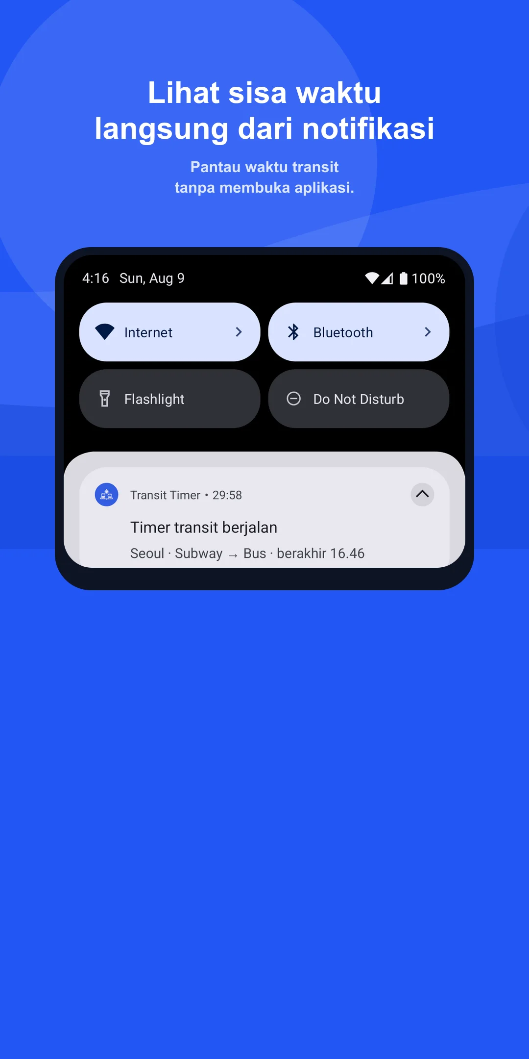 Langsung di Layar Kunci dan bilah status Android